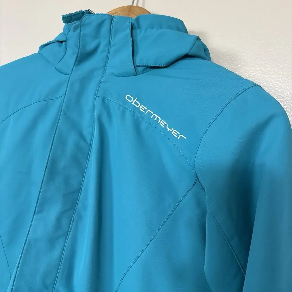 Obermeyer Girls/Teen Ski Sara Jacket Sz L Teal Hooded Winter Tactical Insulated